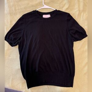Lingua Franca NYC Silk Cashmere Short Sleeve Top - Black